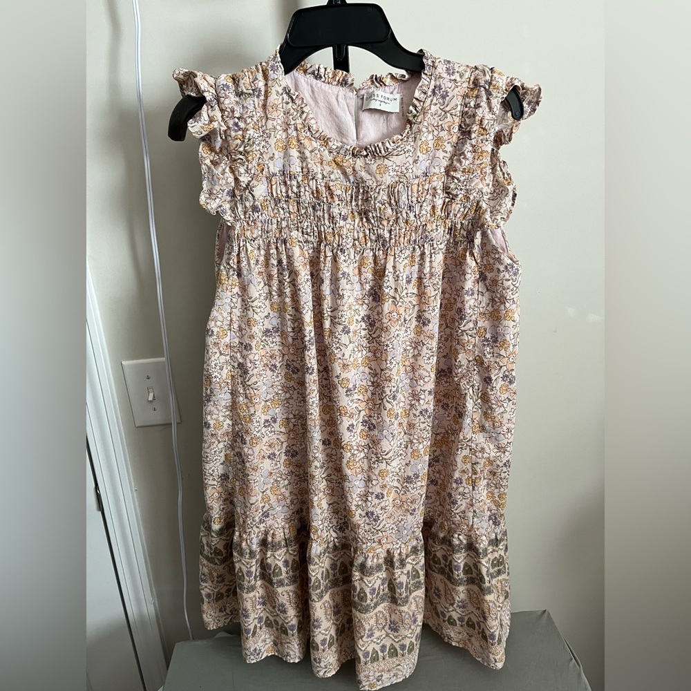 Dress Forum Kids Floral Ruffle Dress - Pink and Yellow